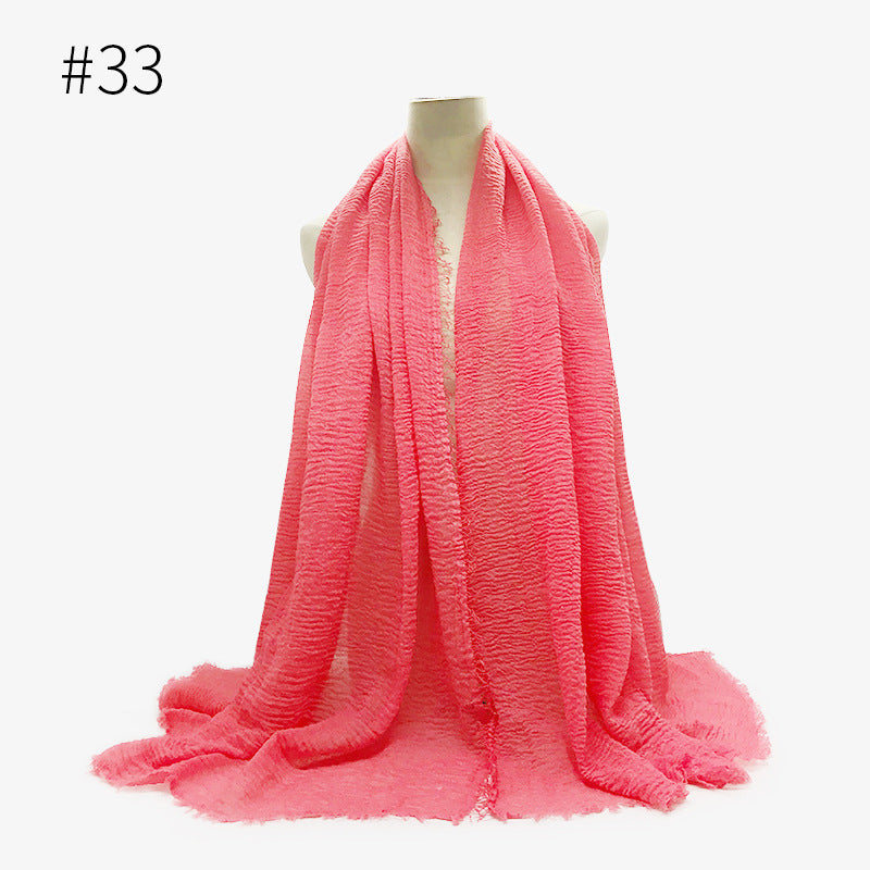 Bubble plain Scarf / cotton scarf fringes women soft solid hijab popular muffler shawls big Pashmina wrap hijab