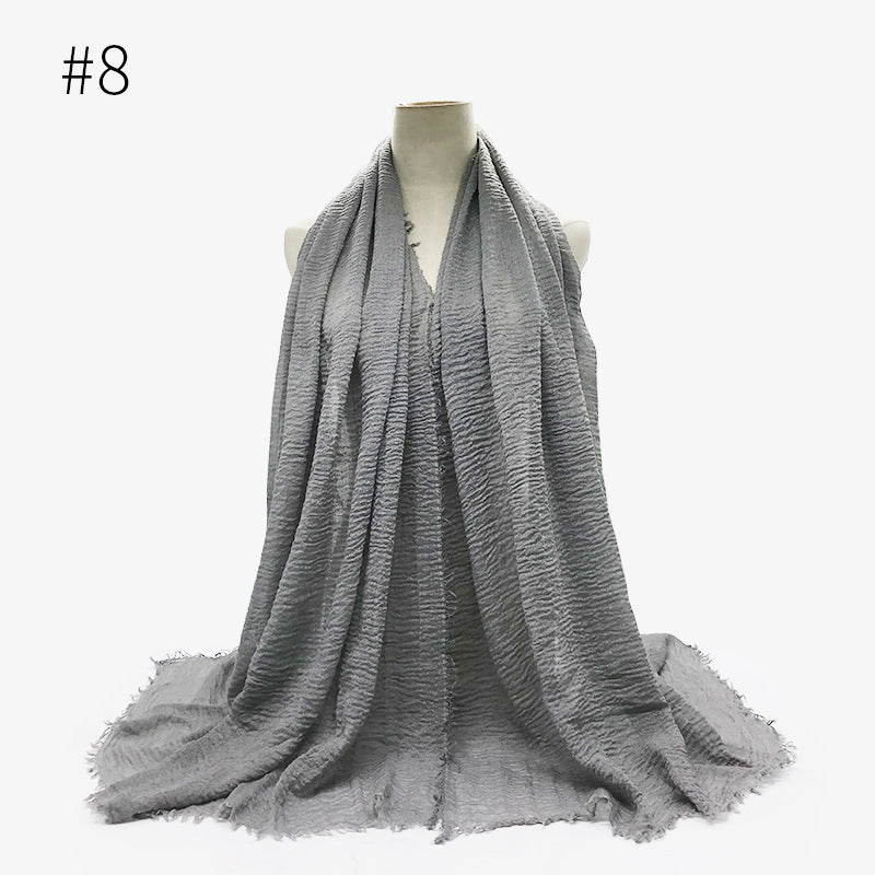 Bubble plain Scarf / cotton scarf fringes women soft solid hijab popular muffler shawls big Pashmina wrap hijab