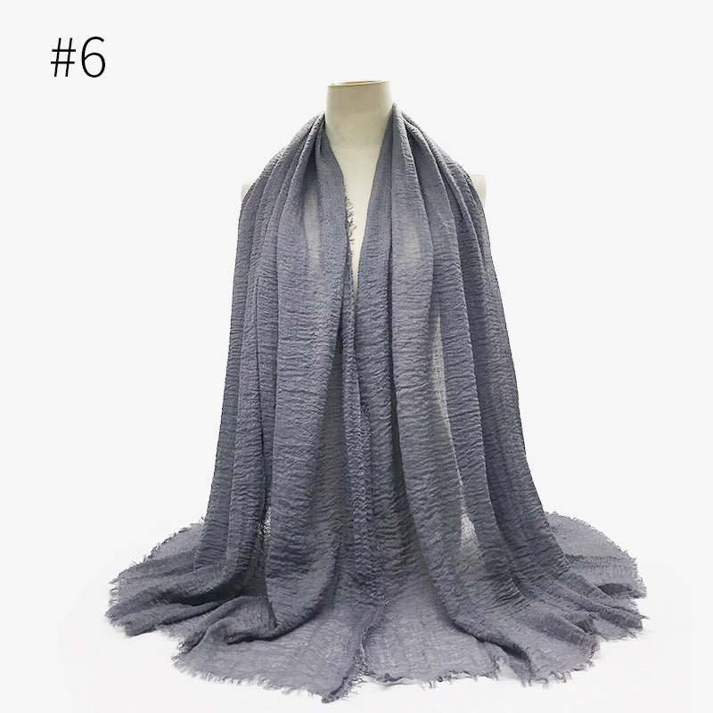 Bubble plain Scarf / cotton scarf fringes women soft solid hijab popular muffler shawls big Pashmina wrap hijab